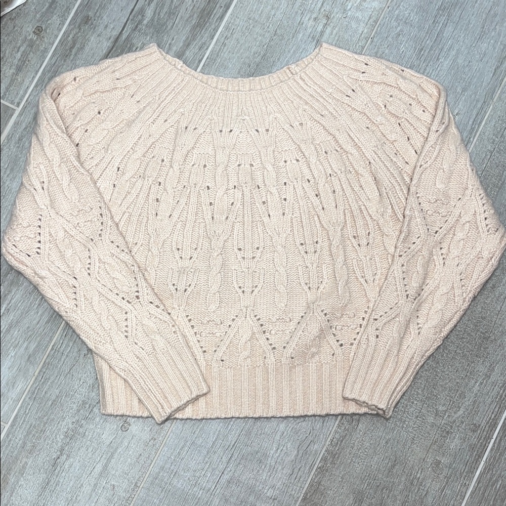 WHBM Women's Cable Knit Sweater - light pink